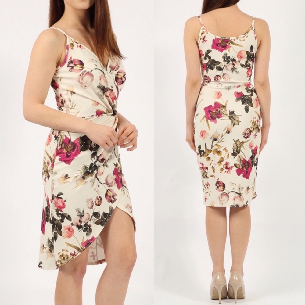 Floral Bodycon Wrap Dress - Picture 2 of 7